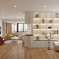 Modern Apartment Interior With Open Design Living Room Sofa Bedroom Wooden Floor And Hanging Lamp