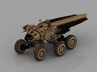 Detailed Mars Rover Model With Six Wheels Brown Exterior And Solar Panels 3d model