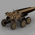 Detailed Mars Rover Model With Six Wheels Brown Exterior And Solar Panels