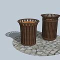 Modern trash can outdoor trash can tourist attraction ecological trash can wooden structure umbrella-shaped bucket garbage sorting container 3d model
