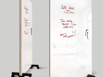 Modern Office Table And Chair Set With Whiteboard Stand And Daily Schedules 3d model