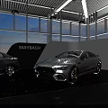 Maybach Showroom Interior With Two Luxury Cars And Modern Design Elements
