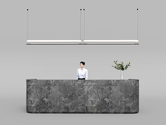 Modern Reception Front Desk 3d model
