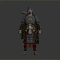 Game Movie Warrior Character With Detailed Metallic Armor Helmet And Sword