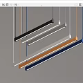 Modern Linear Chandelier with Black White Gray Orange Blue Tones for Interior Design