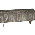 Rustic Wooden TV Stand With Natural Wood Grain Cabinet Doors And Weathered Wall