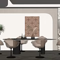 Modern Restaurant Interior With Golden Chairs Round Dining Table Decorative Wall And Pendant Light