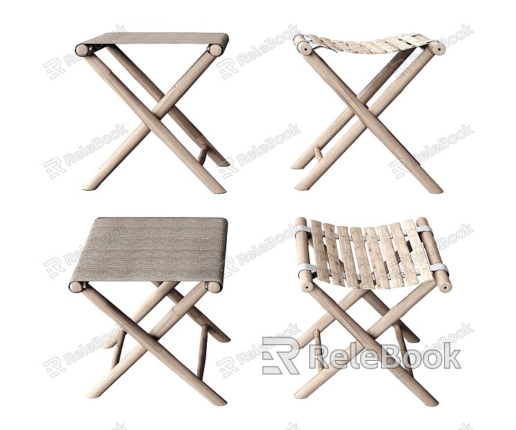 Nordic Stool Folding Stool Bamboo Stool Low Stool Portable Bench model