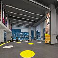 Spacious Modern Fitness Gym Interior With Workout Equipment And Wall Posters