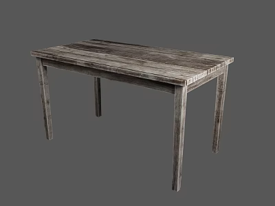 Rustic Wooden Table With Natural Wood Grain Surface And Four Sturdy Legs Design 3d model