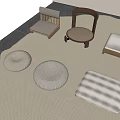 Modern Minimalist Stools with Wooden Frames and Fabric Seats in Neutral Tones