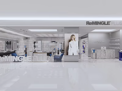 Modern Hair And Beauty Salon Interior With Styling Stations Product Displays And Comfortable Chairs 3d model