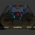 Modified Race Car With Colorful Stripes Number 28 Rear Spoiler And Sponsor Logos