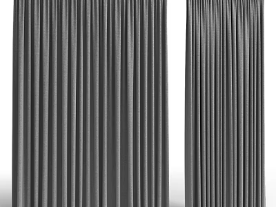 Gray Modern Curtains with Soft Texture and Elegant Drapes for Interior Decoration 3d model