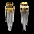 Illuminated Modern Wall Lamps With Golden Frame And Transparent Crystal Tassels
