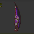 Fantasy Metallic Blade With Purple Glowing Geometric Patterns And Shiny Finish