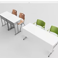 Modern White Conference Table With Green Brown Chairs And Modular Design