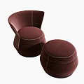Modern Accent Chairs In Brown And White With Matching Ottomans And Plaid Design