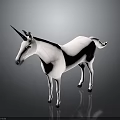 White Mythical Unicorn Creature in Fantasy Role with Single Horn Standing Stance
