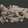 Organic Wooden Stone Sculptural Form With Irregular Stacked Shapes And Textures