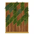 Lush Green Living Plant Wall With Wooden Slats Background And Dense Foliage