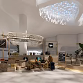 Modern Shopping Mall Store Interior With Intricate Ceiling Design Natural Light And Green Plants