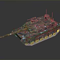 Modern Military Tank Design With Digital Camouflage And Turret Features On Dark Surface