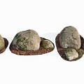 Natural Stone Decorative Items With Wood Base And Moss Details For Home