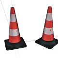 Road Traffic Cones With Orange And White Stripes And Black Bases