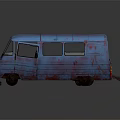 Old Blue Vintage Van With Rusty Exterior And Classic Design Features