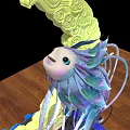 Colorful Decorative Sculpture Featuring Golden Moon Top And Blue Wave Base