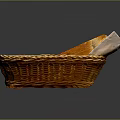 Woven Basket With Sliced Bread And White Egg On Dark Background 3d model