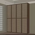Modern Wooden Wardrobe With Woven Panel Doors And Natural Interior Design
