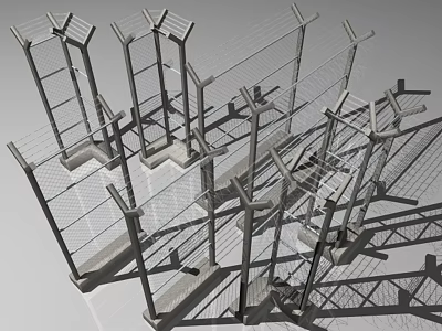 Architectural Structural Components With Metal Frames Wire Mesh Supports And Steel Beams 3d model