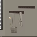 Modern Minimalist Wall Hook Racks With Bag Scarf And Small Decorations By Window With Blinds