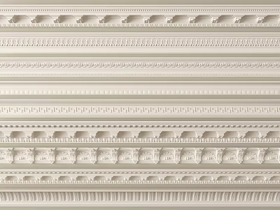 Different Decorative Crown Molding Designs With Intricate Patterns And Ornamental Styles 3d model