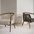Modern Accent Chairs with Wooden Frame Fabric and Leather Upholstery in Light and Dark Colors