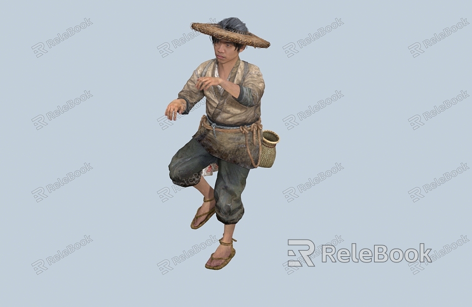 Chinese Men Minority Characters Hasu Hasu Fish Basket Male Demoiselle Old Man Fishermen Farmers model