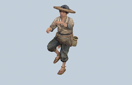 Chinese Men Minority Characters Hasu Fish Basket Male Demoiselle Old Man Fishermen Farmers 3d model