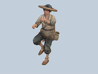 Chinese Men Minority Characters Hasu Fish Basket Male Demoiselle Old Man Fishermen Farmers 3d model