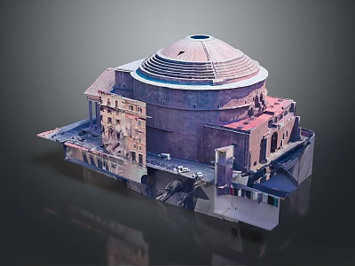 Classical Style Architectural Model With Dome Structure And Decorative Carvings On Display Base 3d model