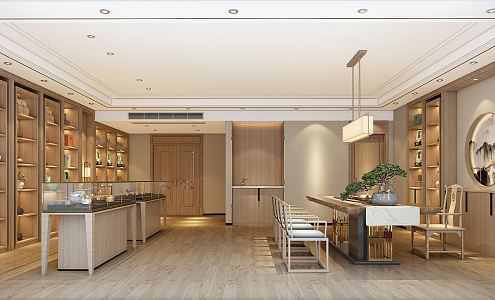 New Chinese Tea Shop Tea Room 3d model