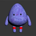3D Cute Egg Shaped Purple Blue Creature Character With Black Eyes Red Legs