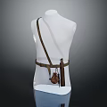 White Mannequin Wearing Brown Belt With Shoulder Strap Pouch And Tool