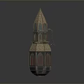 Traditional Antique Style Decorative Lantern With Ornate Spire And Glass Windows