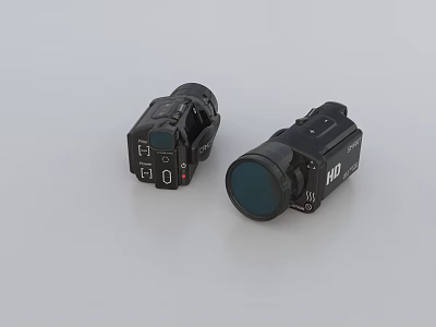 Two Black Digital Cameras Featuring HD Video Recording Compact Design and Lens Interface 3d model