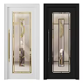 Modern Swing Door Design With White And Black Frames Glass Panels And Golden Accents