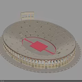 Ancient Roman Amphitheater Architecture With Circular Auditorium And Pink Central Area