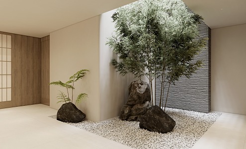 Modern landscape sketch interior middle courtyard sketch interior atrium landscape landscaping home decoration interior patio landscape tree plant pile 3d model