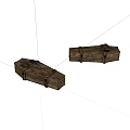 Two Vintage Wooden Storage Boxes With Rustic Metal Latches Design 3d model